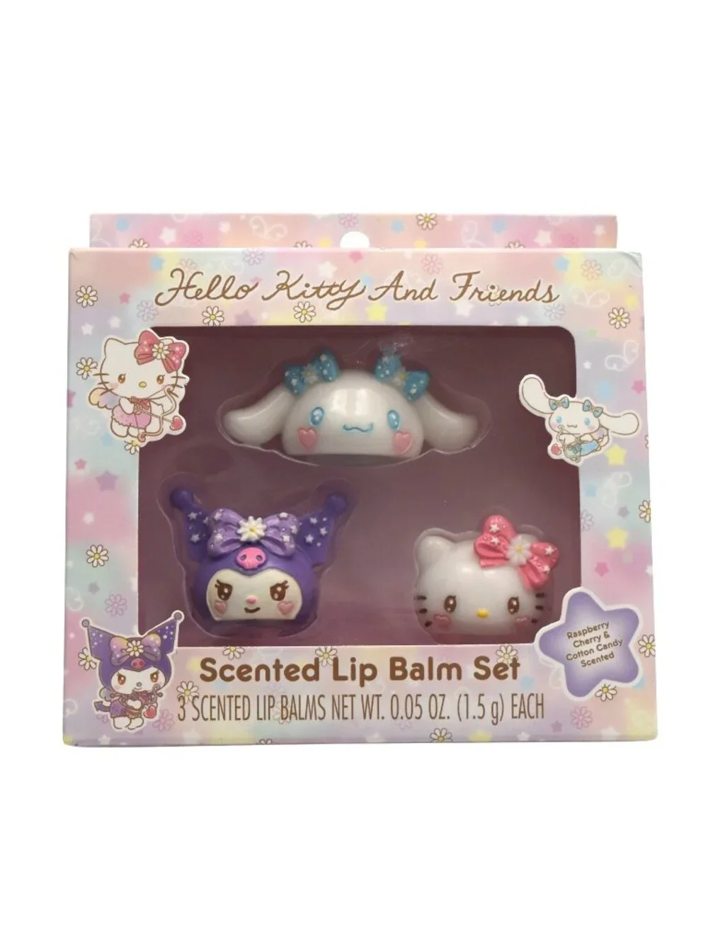Hello Kitty Sanrio Scented Lip Balm Set 3 Pack Kawaii Berry Strawberry Candy